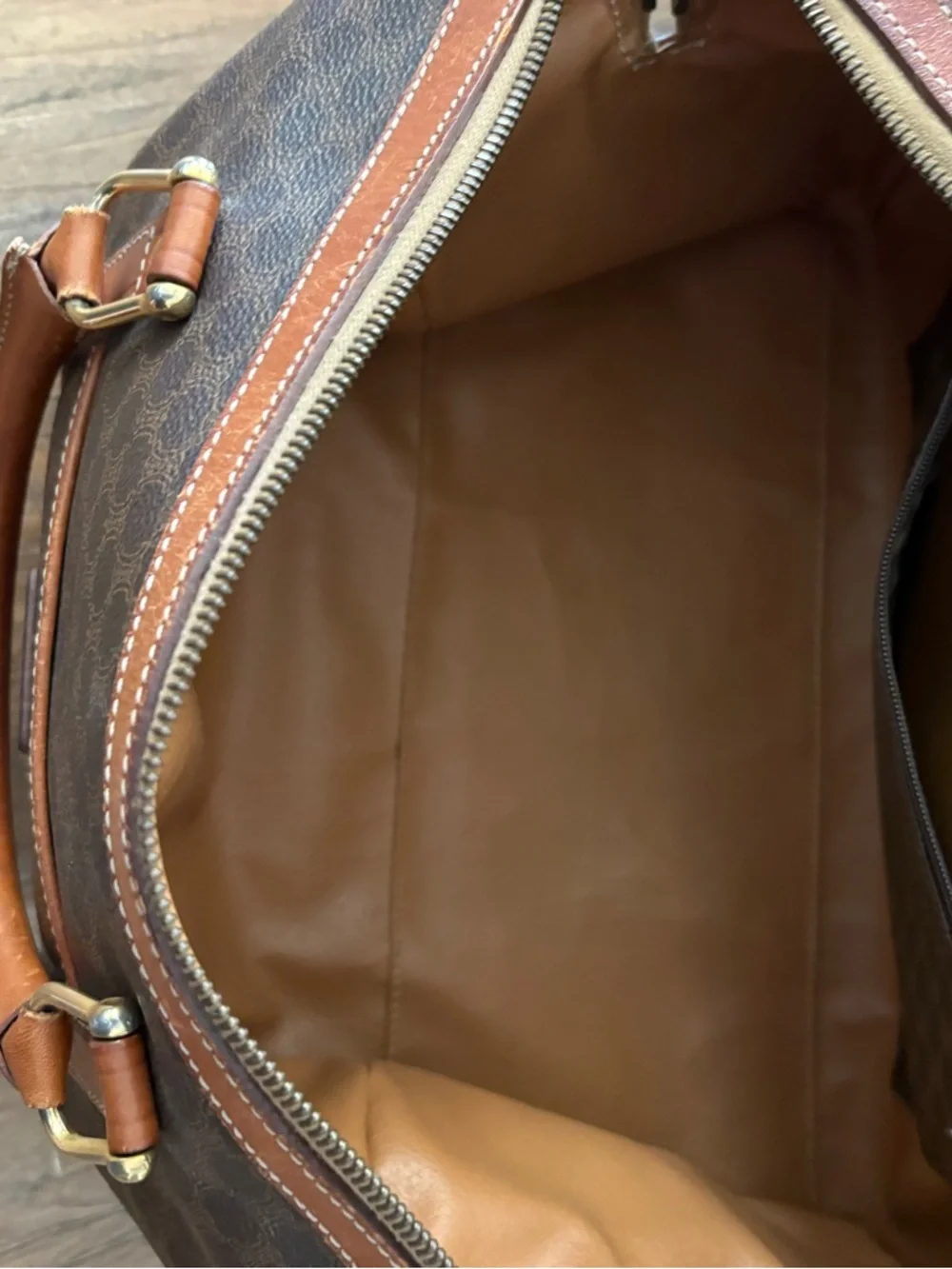 Celine Brown Monogram Travel Tote with Tan Leather Trim - Picture 2 of 6